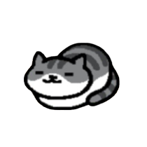 an image of pickles from neko atsume curled up, their eyes are closed in content.